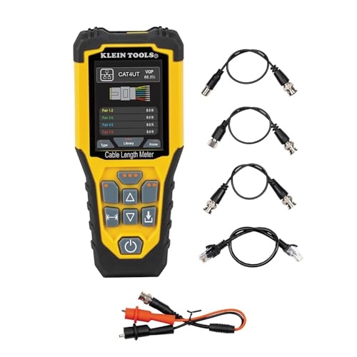 Klein Tools 501-915 Cable Tester - TDR Cable Length Meter Includes Leads Carrying Case