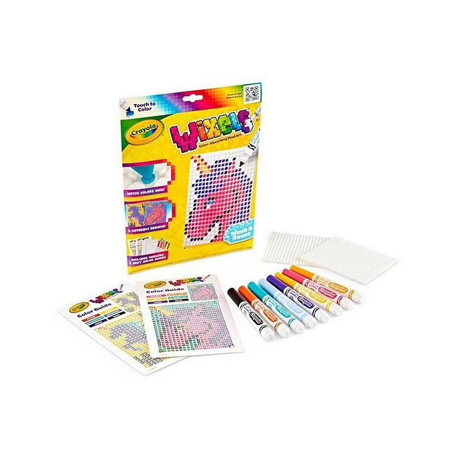 Crayola Wixels Unicorn Activity Kit - 2 Wixel Panels 2 Color Maps 8 Washable Markers