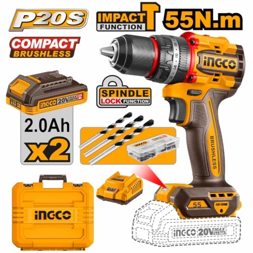 20V Cordless Impact Drill - 2x2.0Ah