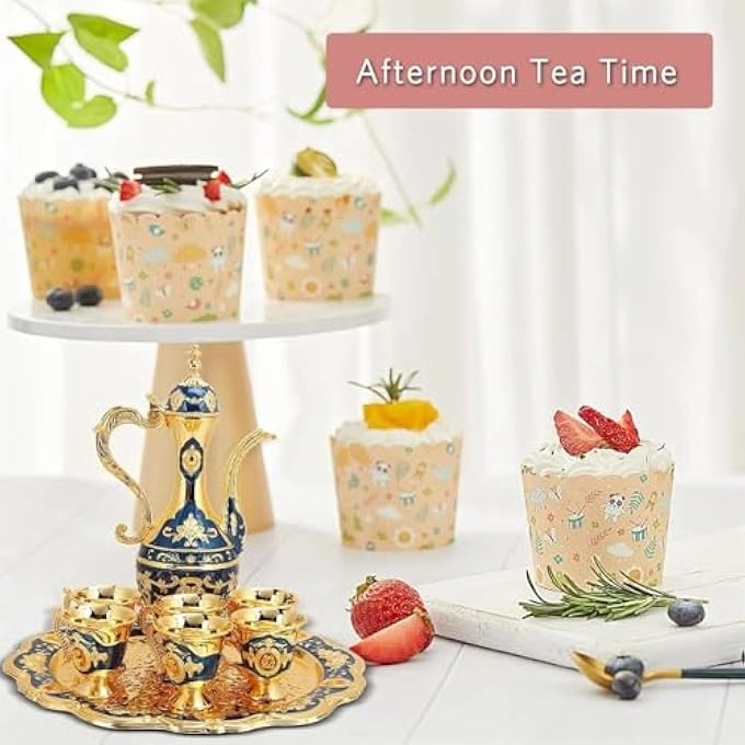 Turkish Tea Set + Turkish Teapot Set + Turkish Coffee Pot + Coffee Cup + Tea Tray + Turkish Flagon - Zinc Alloy + Shot Glasses Set