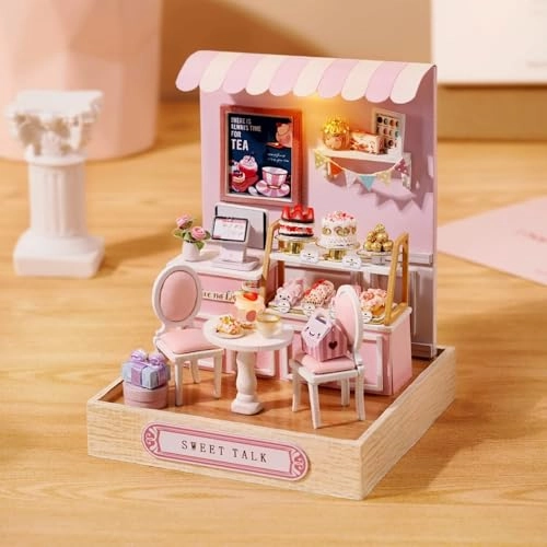 Miniature Wooden Dollhouse Furniture Kit - 3D LED Purple
