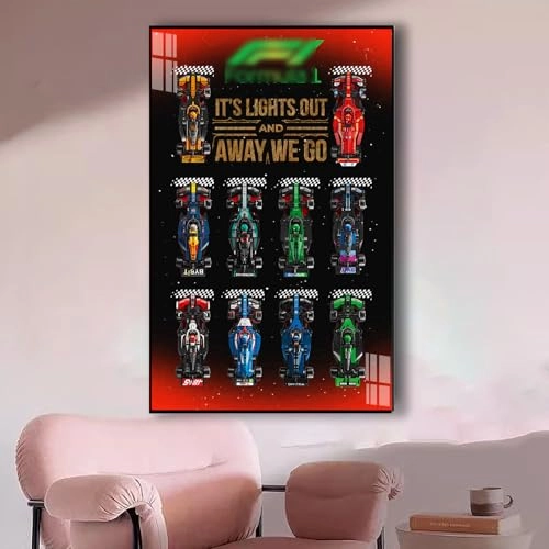 Wall Mount Display Frame - 40x120CM Black for Le*go 77242-77252 F1 Racing Car