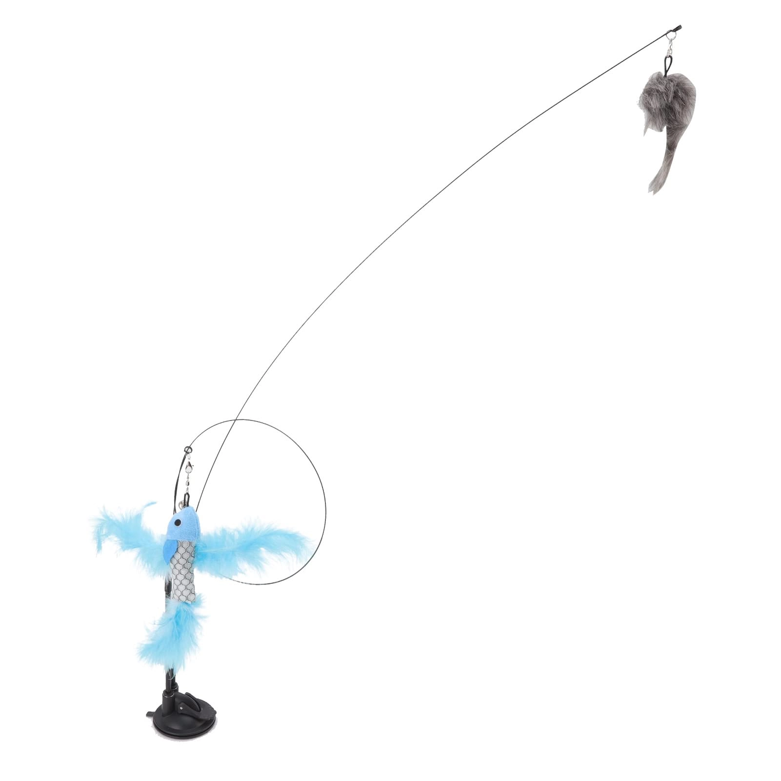 Keenso Suction Cat Feather Wand - Steel Wire Strong Suction Base 90cm