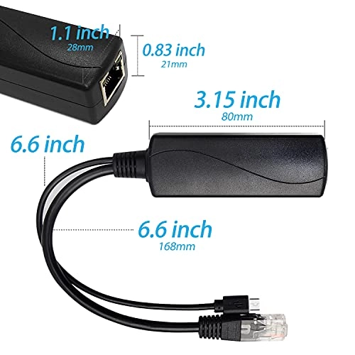 REVODATA Gigabit Type C PoE Splitter - 5V/2.4A 10/100/1000Mbps IEEE 802.3 af 1 RJ45