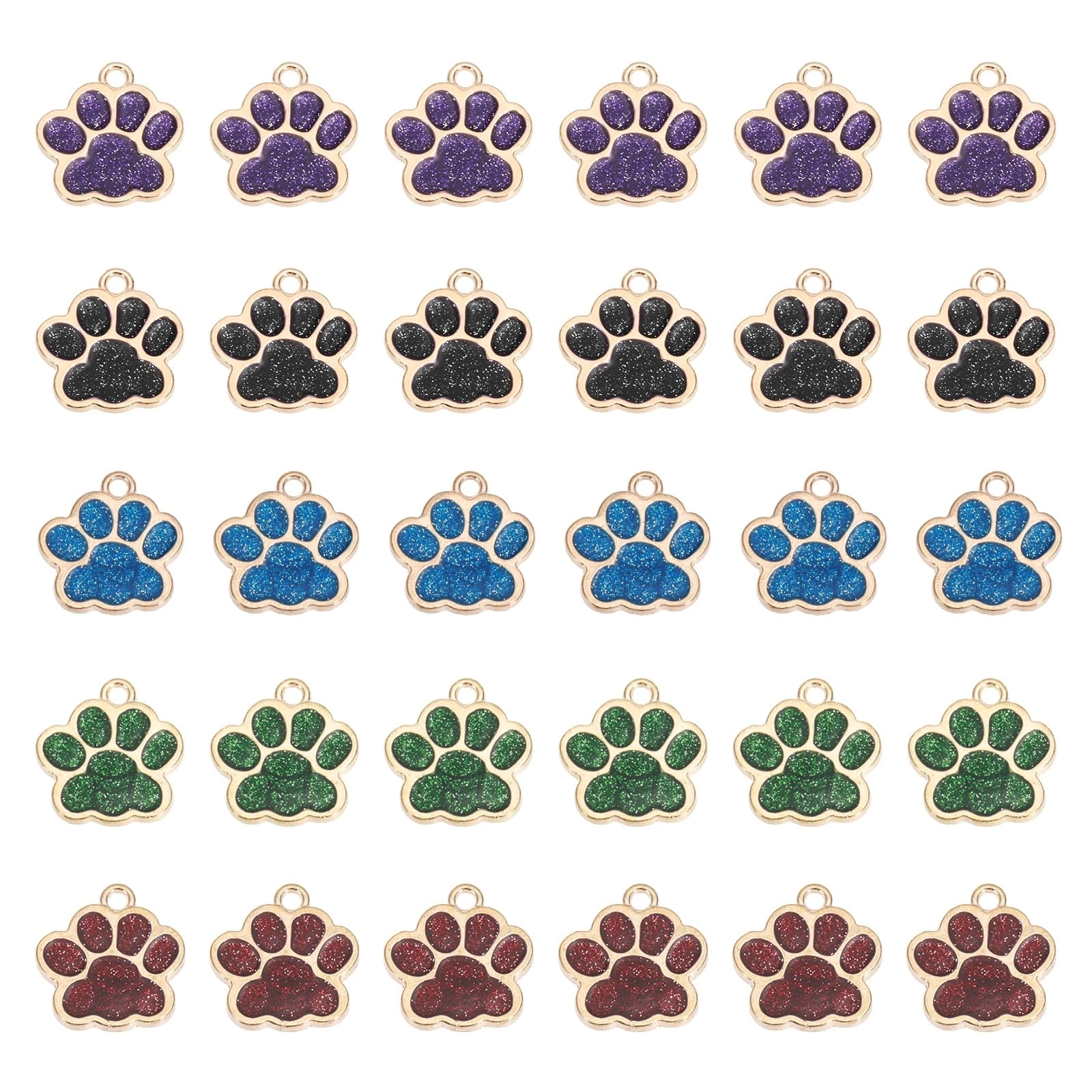 PATIKIL Paw Print Charms - Alloy 50Pcs