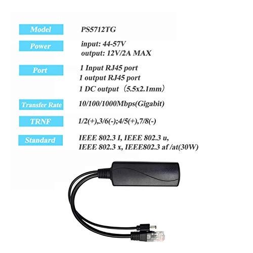 PS5712TG - 48V 24W 1 IEEE802.3af/at 10/100/1000Mbps 30W