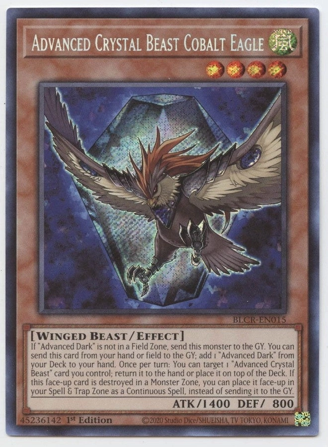 Yu-Gi-Oh! Advanced Crystal Beast Cobalt Eagle - BLCR-EN015 Secret Rare 1st Edition