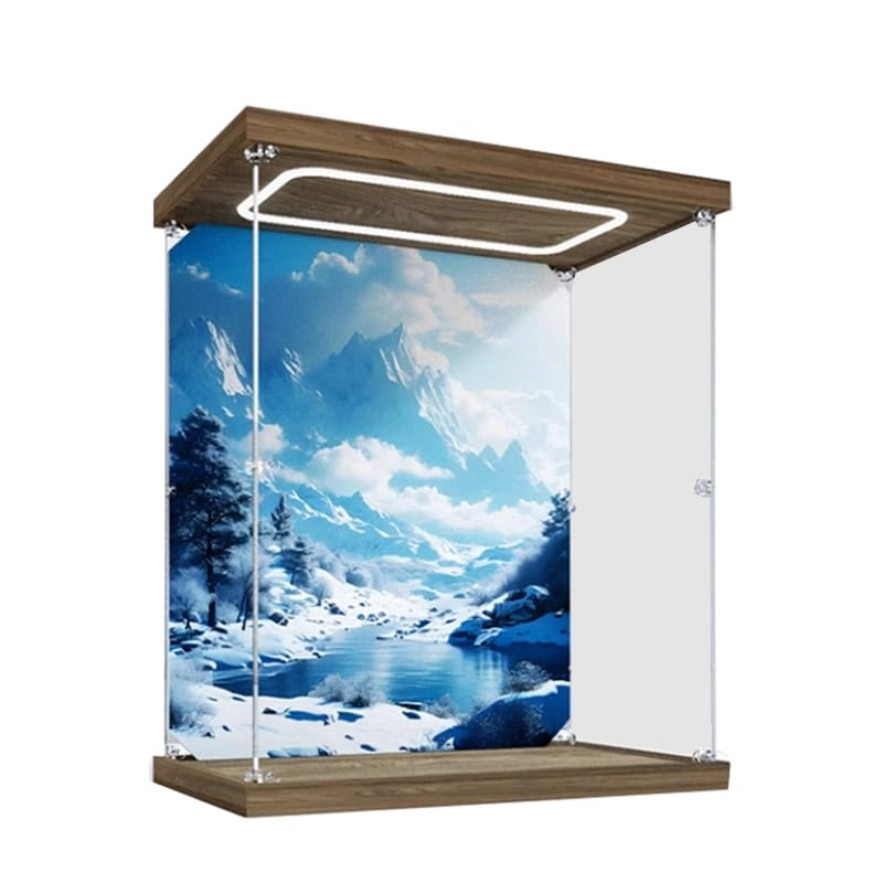 HCAEIOFJ Lego Display Case (43244) - 33x20x40cm Wood Bottom+top Light