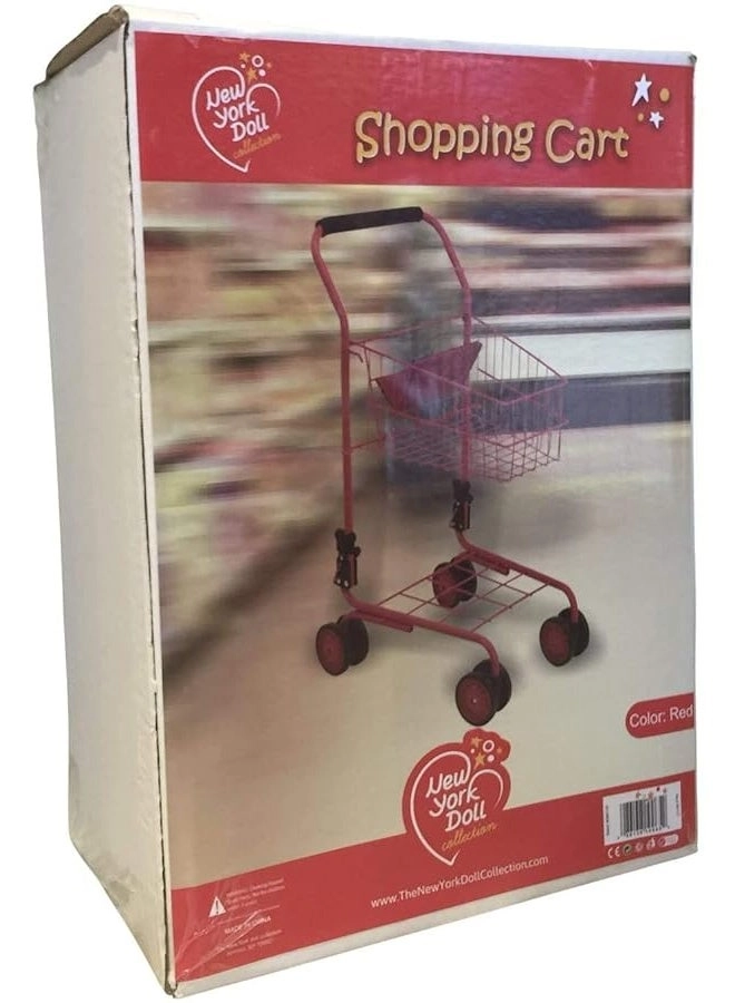 Toy Shopping Cart - Includes Food Folds for Easy Storage Red