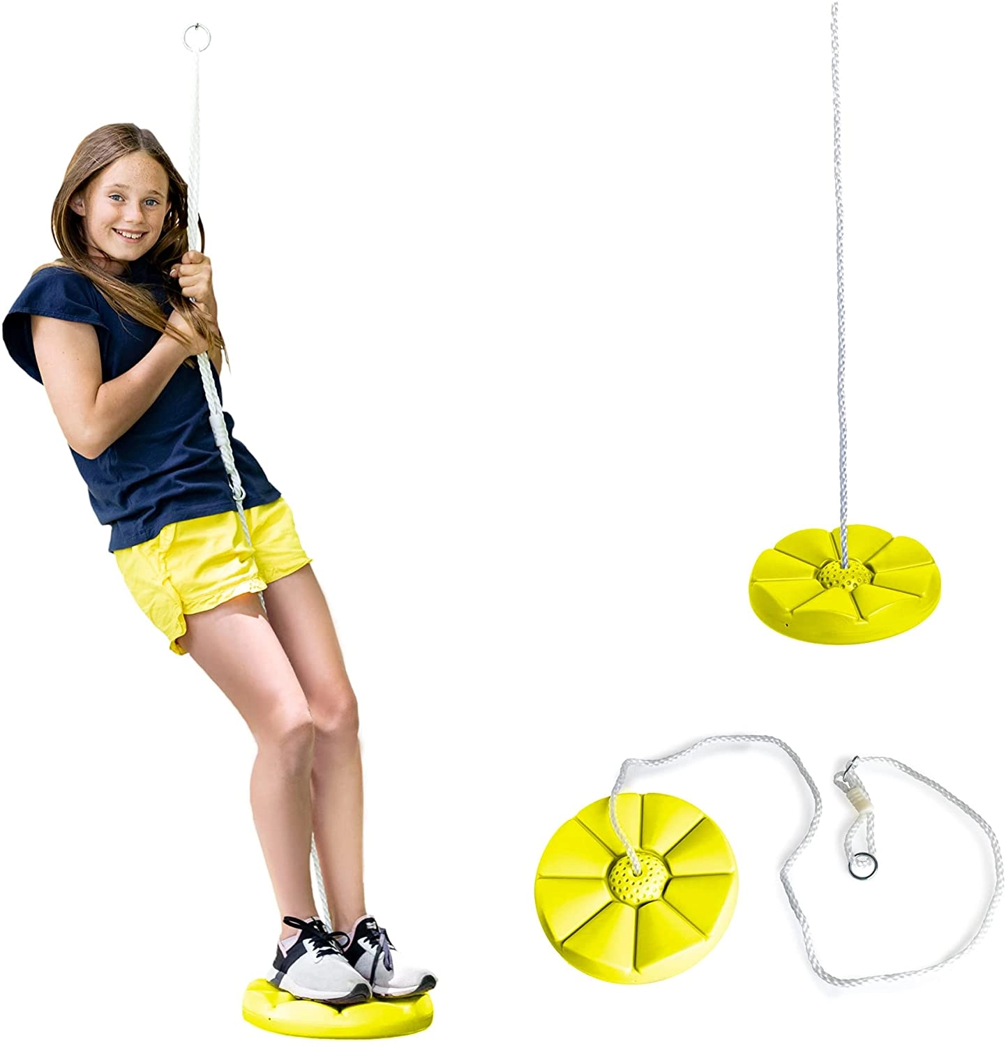 RBWTOYS Heavy Duty Disc Swing - 6.5 foot braided rope Yellow Plastic Round Seat
