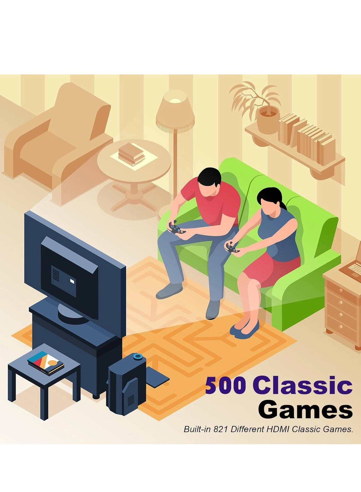 Classic Retro Mini Game Console - 500 Built-in Games 2 Controllers HDMI Port