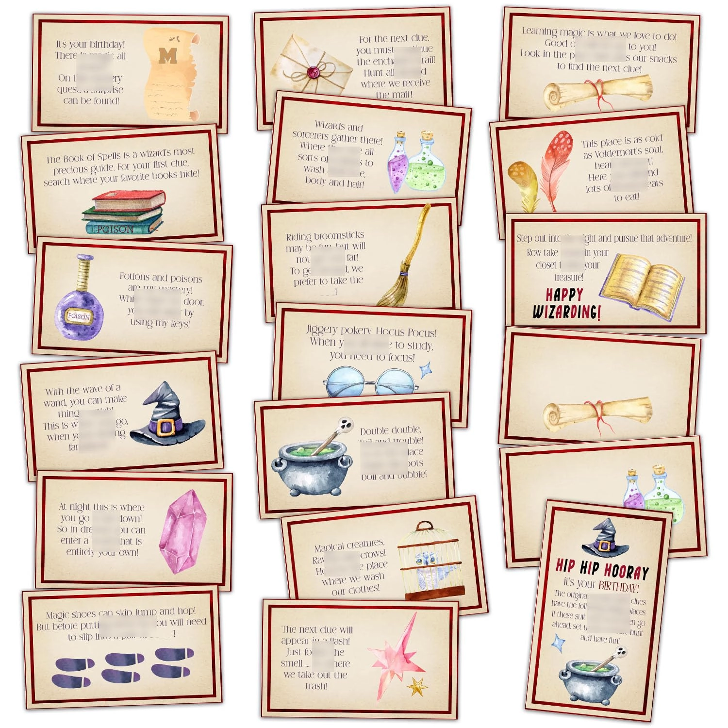 ltazhyi Treasure Hunt Clue Cards - 19 piece