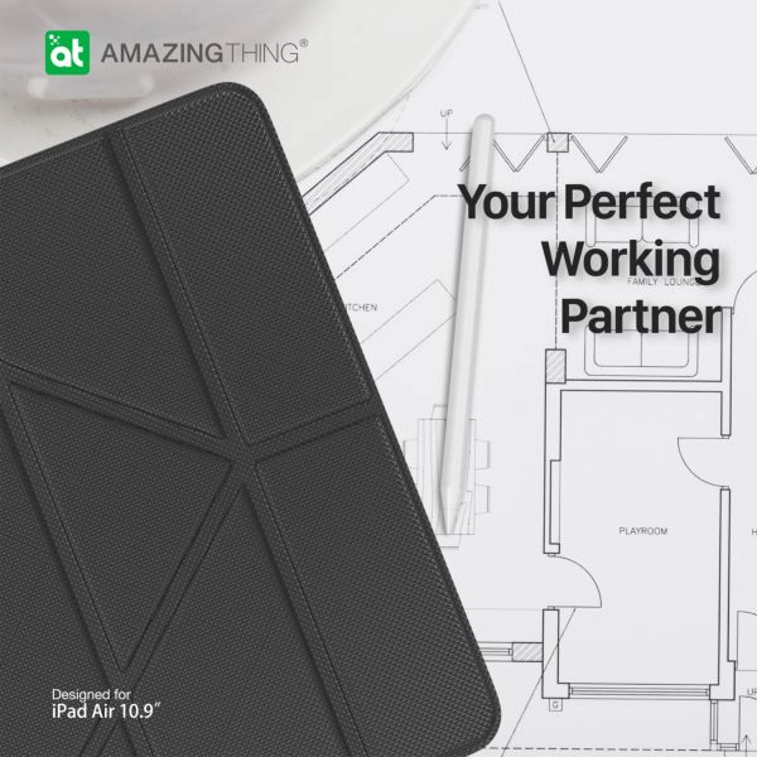 Folio Case with Pencil Slot for iPad Air (M3/M2) 11-inch / iPad Air Gen 5 10.9-inch (2025)