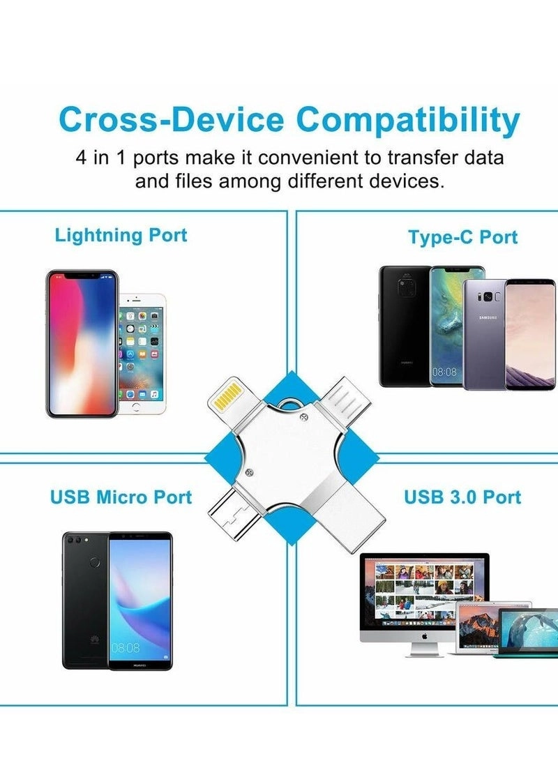 4 In 1 Multi-function OTG USB Flash Drive - USB 3.0 Type-C 512GB