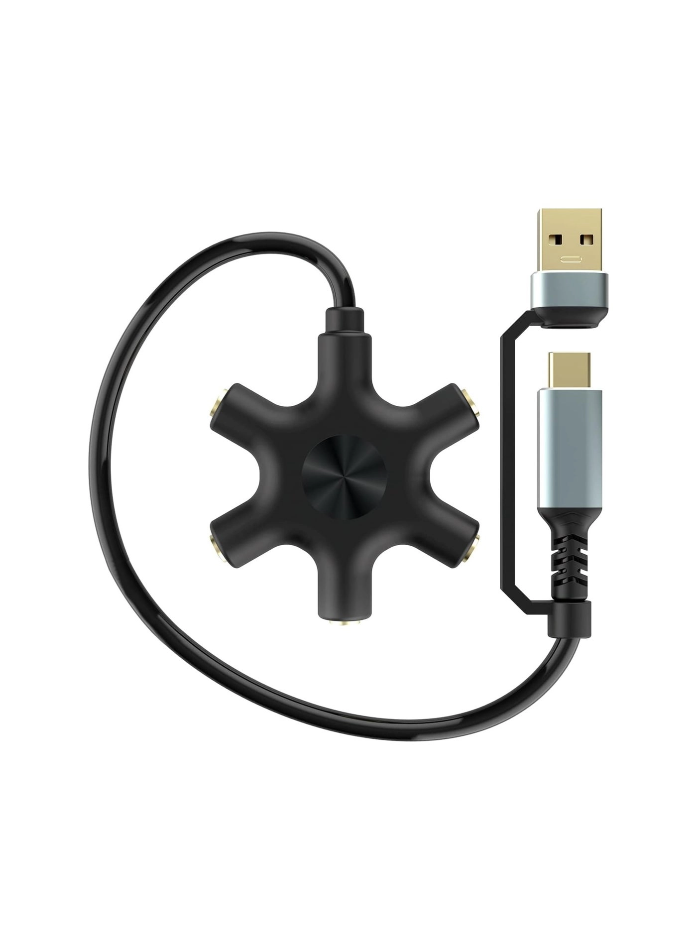 SOLARAE 5-Jack 3.5mm Headphone Splitter - USB & Type-C
