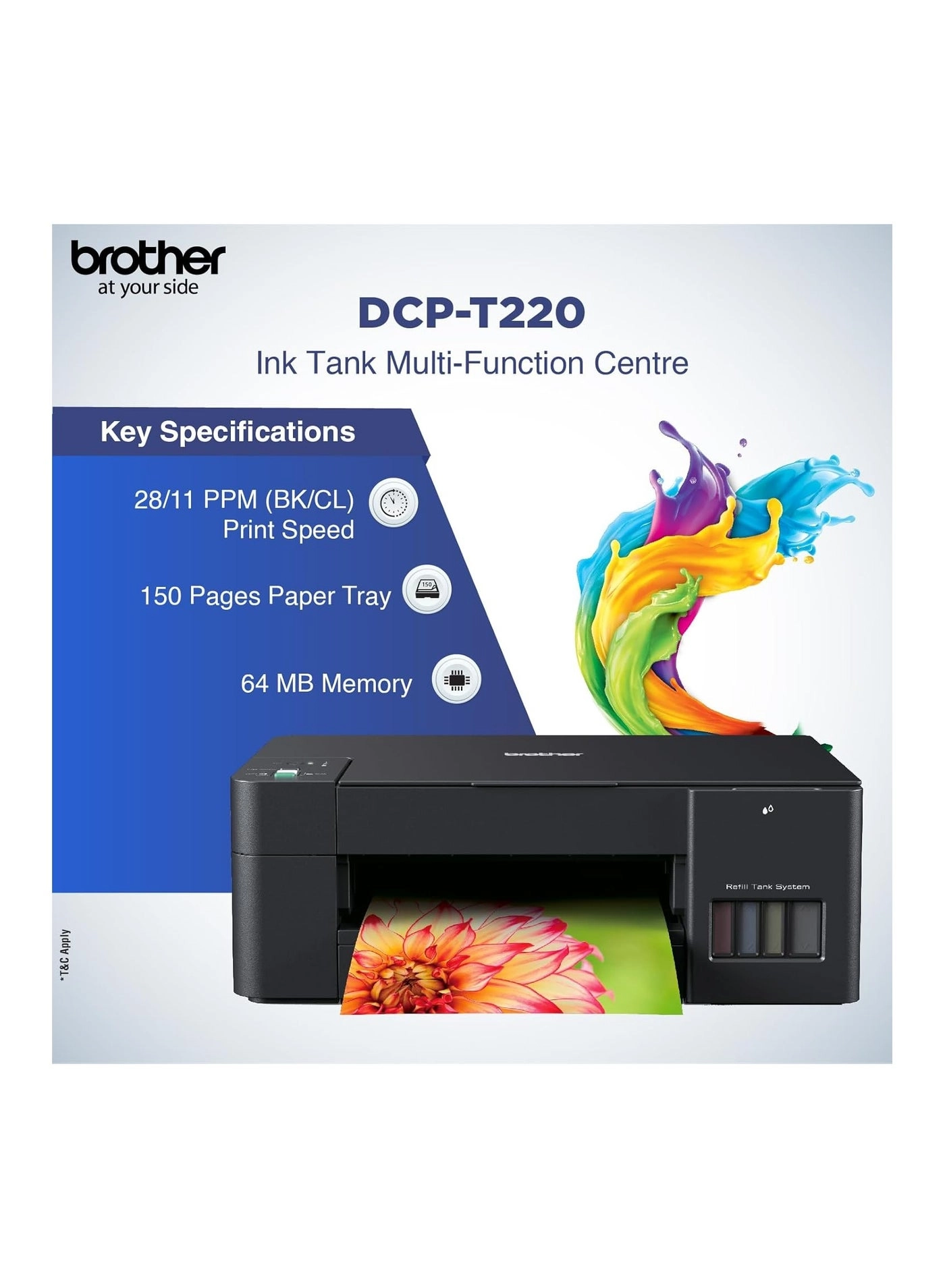 DCP-T220 - ink Tank Black Cyan Magenta Yellow