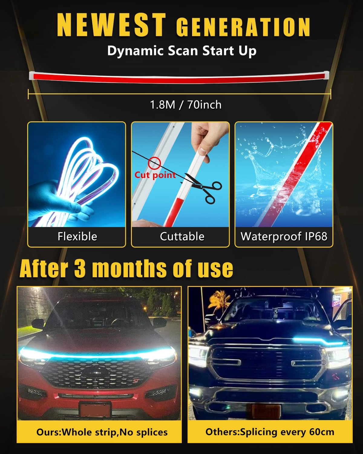 Led Hood Light Strip - 70inch