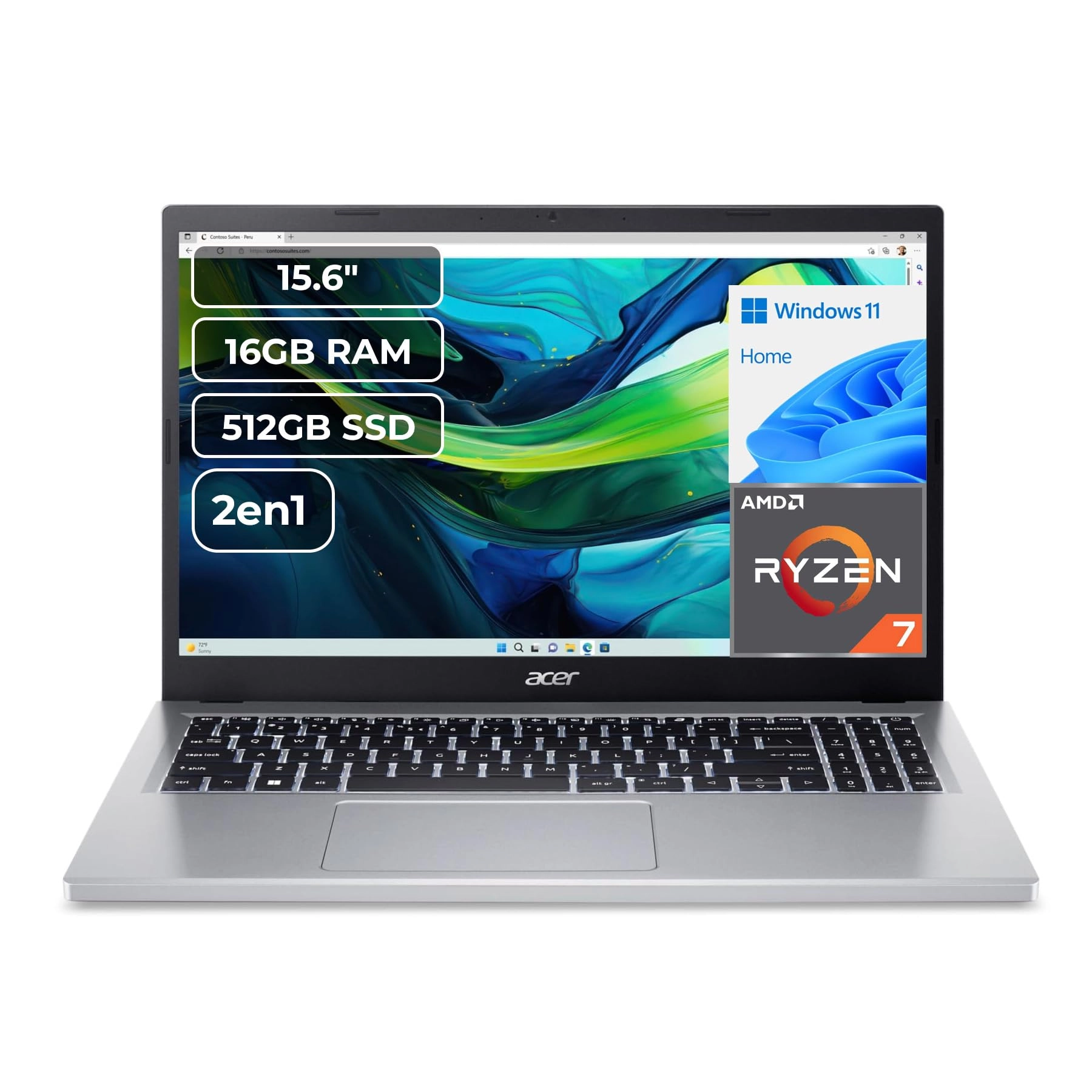 Acer Aspire Go 15 AG15-42P-R9FW - 15.6'' Ryzen 7 7730U 16GB DDR4 512GB SSD