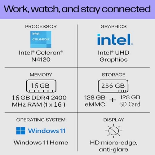 14 Laptop - 14'' Celeron N4120 16GB DDR4 256GB Storage