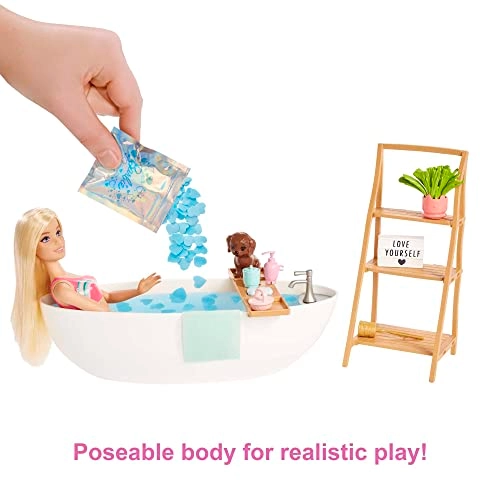 Doll - Blonde + Bathtub Playset - Confetti Soap & Accessories