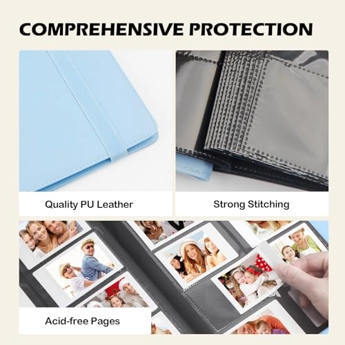 400 Pockets Photo Album - Compatible with Instax Mini Light Blue