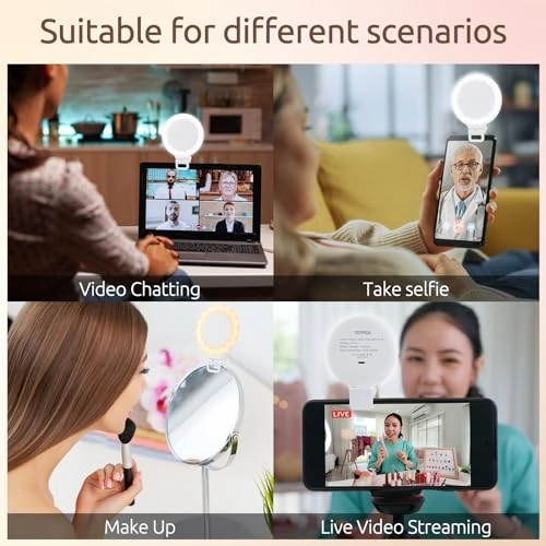 Ring Light - 2024 Upgrade Rechargeable 600mAh 3 Lighting Mode/4 Brightness Level