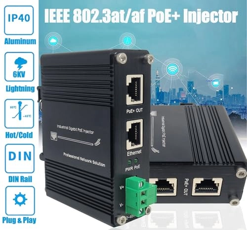 30W Industrial Hardened Gigabit PoE Injector - 12-48V 30W 2x RJ45 IEEE802.3af/at/bt 10/100/1000Mbps 30W per port