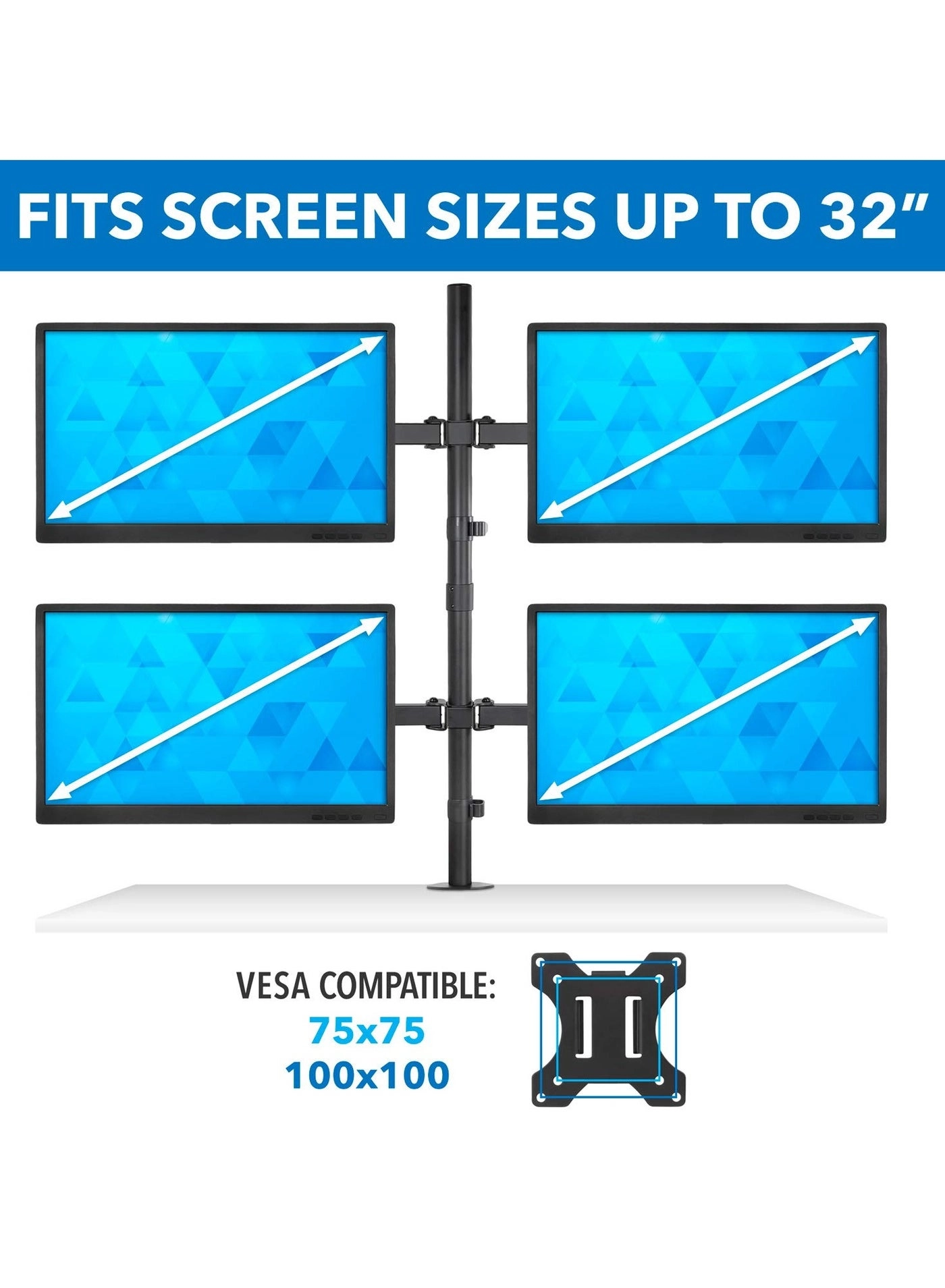 4 Monitor Stand - 32inch VESA 75x75 100x100