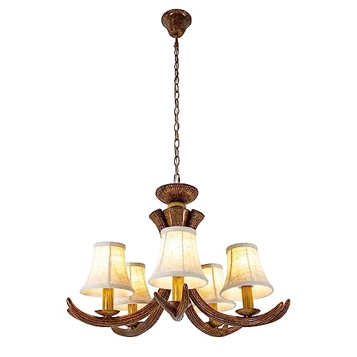 Deer Antler Style 5-Light Chandelier - 65cm Diameter x 50cm Height E12 Base