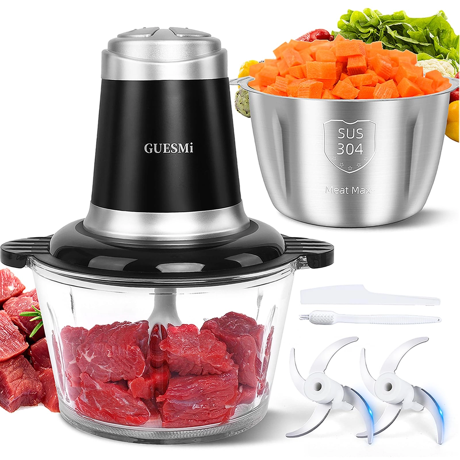 GUESMi Food Processor - 8 Cups+8 Cups Electric