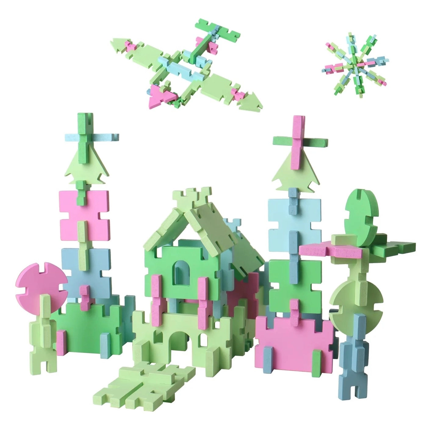 Bluejw Wooden Building Blocks Set - 74 pcs