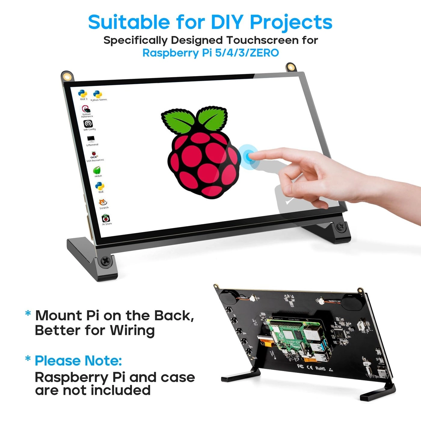 Raspberry Pi Screen - [ROADOM Model Number] 10.1 Inch 1024 x 600 pixels
