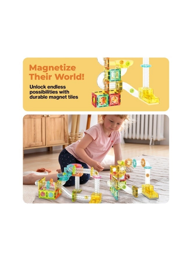 Magnetic Marble Run with Launcher - 80 pcs