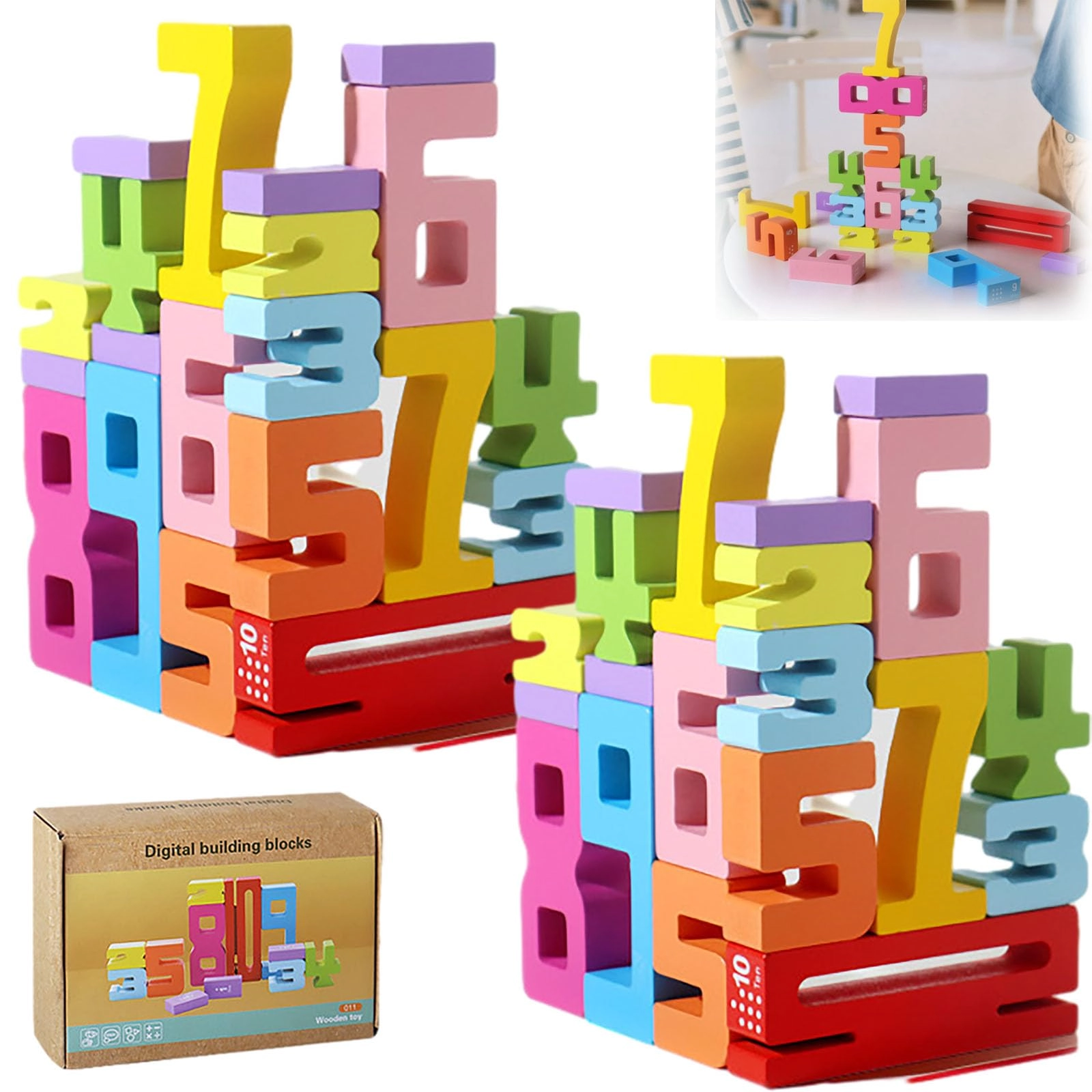 Namageer Wooden Number Building Blocks - 3 years and up 20PC
