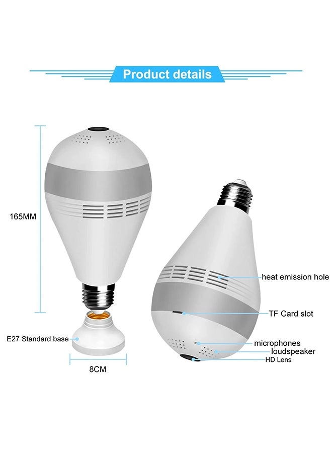 (Renewed) Fisheye 360 Degree Smart WiFi Light Bulb Security Camera