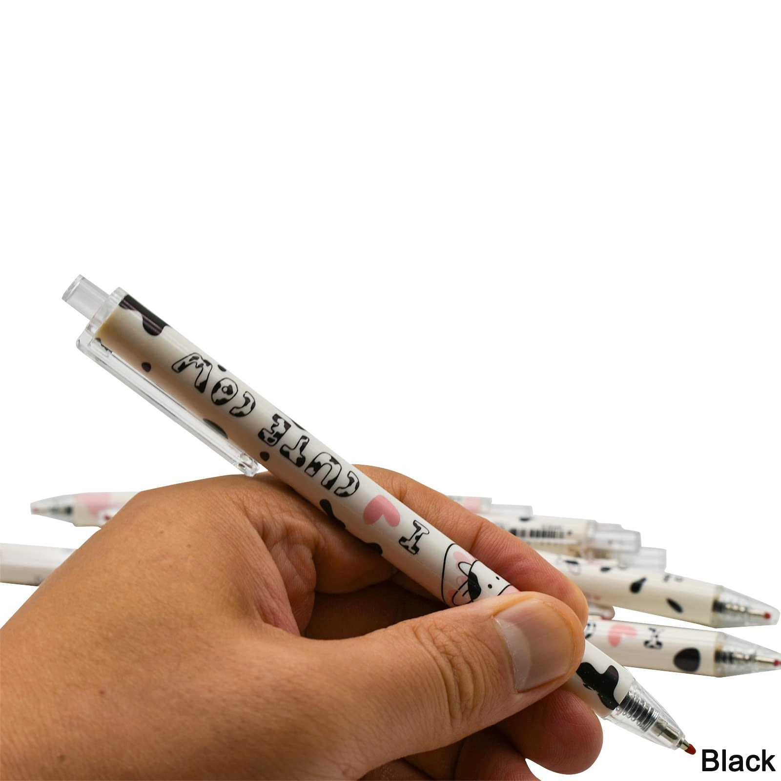 Plush Milk Cow Pom Pom Pen - 4 PCS 0.5 mm