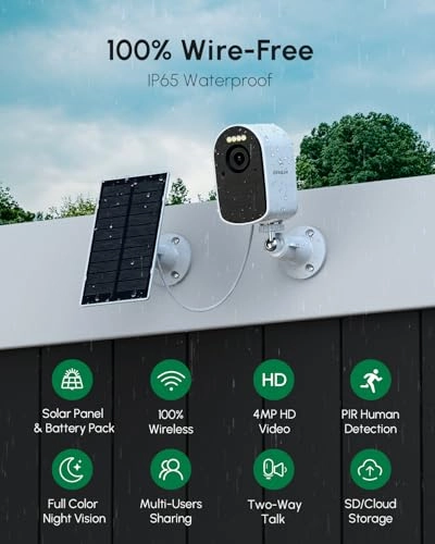 Wireless Solar Security Camera 2K/4MP