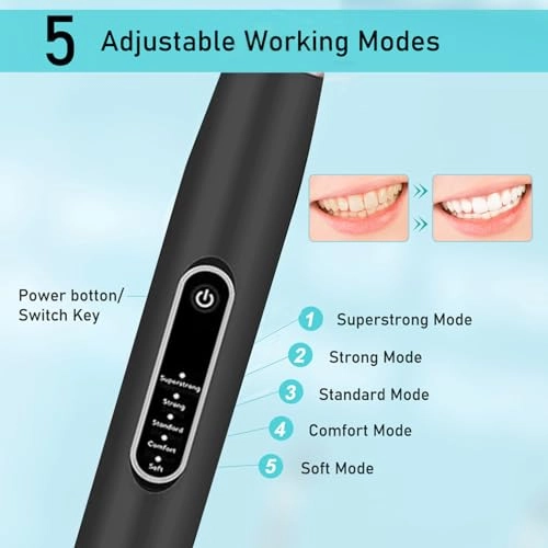 Kids Sonic Tooth Brush - 5 Modes 3 Brush Heads Rechargeable