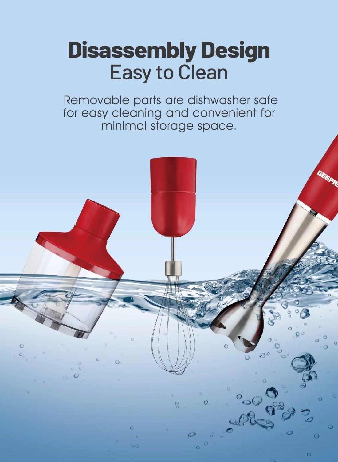 GHB6136 - 3-IN-1 Hand Blender Stainless Steel Blades 2 Speeds