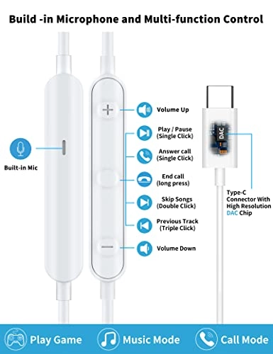 USB C Headphone Wired Earbud