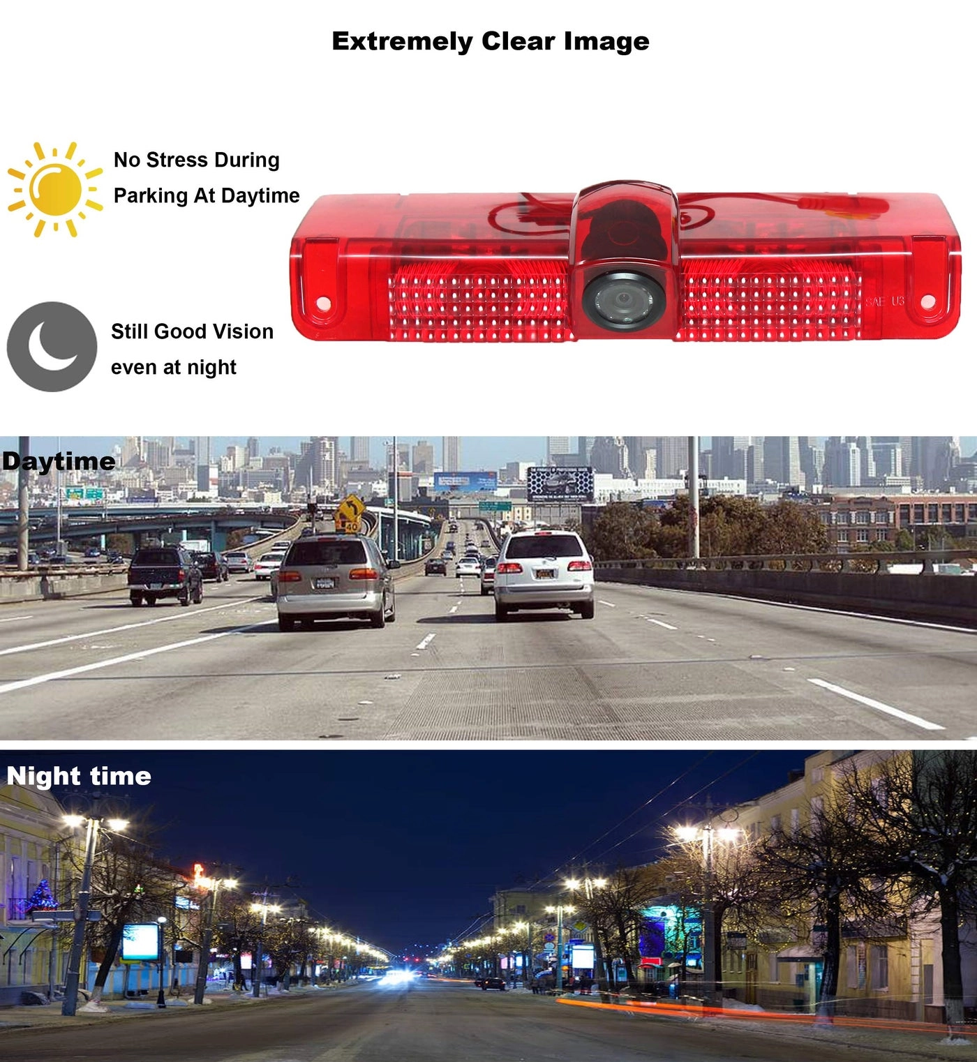 3rd Brake Light Backup Camera - 8 infra-red lights RCA 628(H)*582(V)Pixel