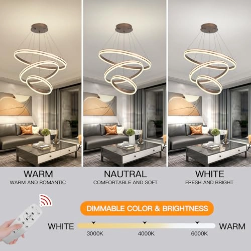 Modern LED Chandelier - 3000K-6000K Dimmable