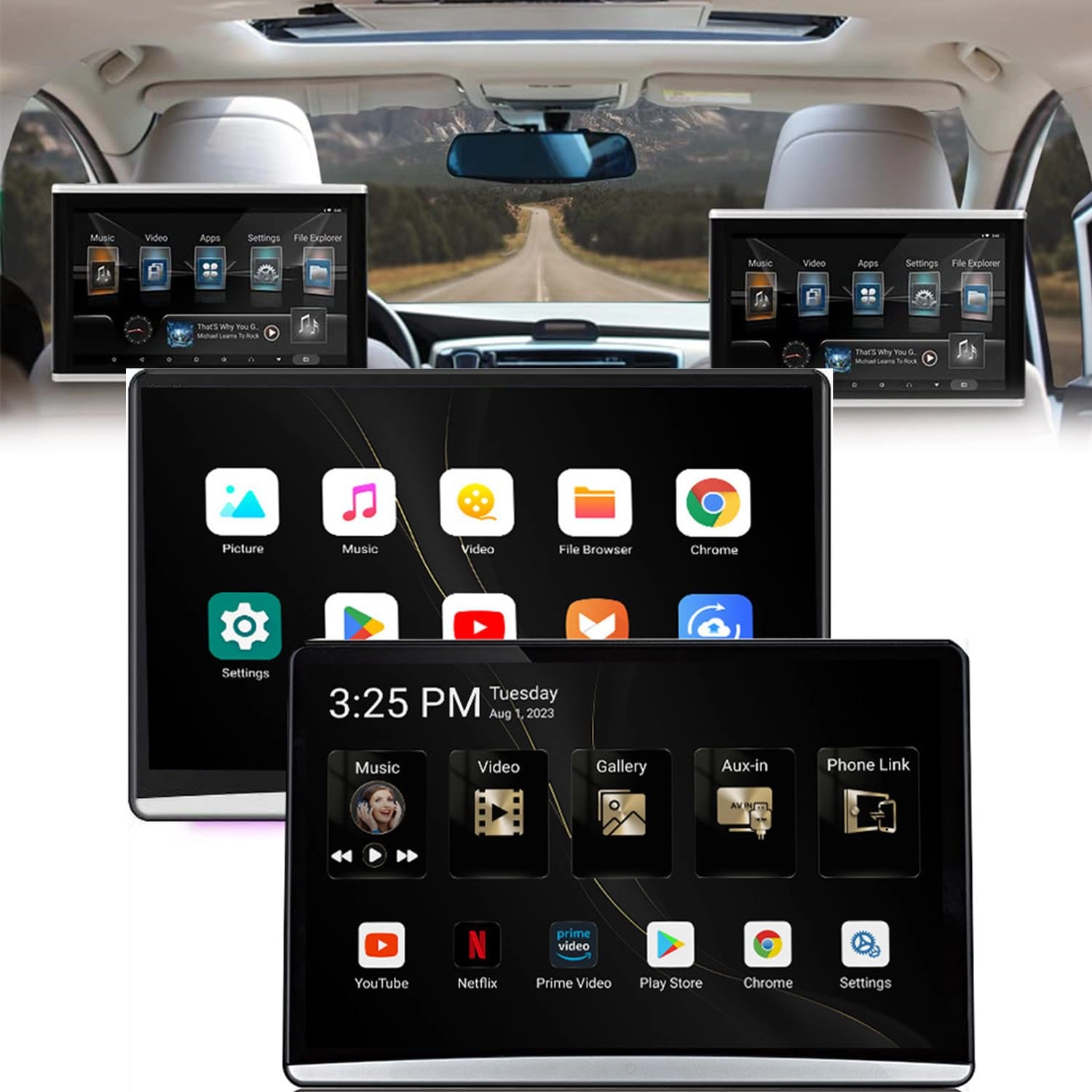 flatpincololee Car TV Headrest Monitor - 13.3 Inches