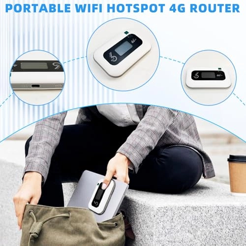 Portable WiFi Hotspot 4G Router - Unlocked SIM Card Slot Rechargeable Battery