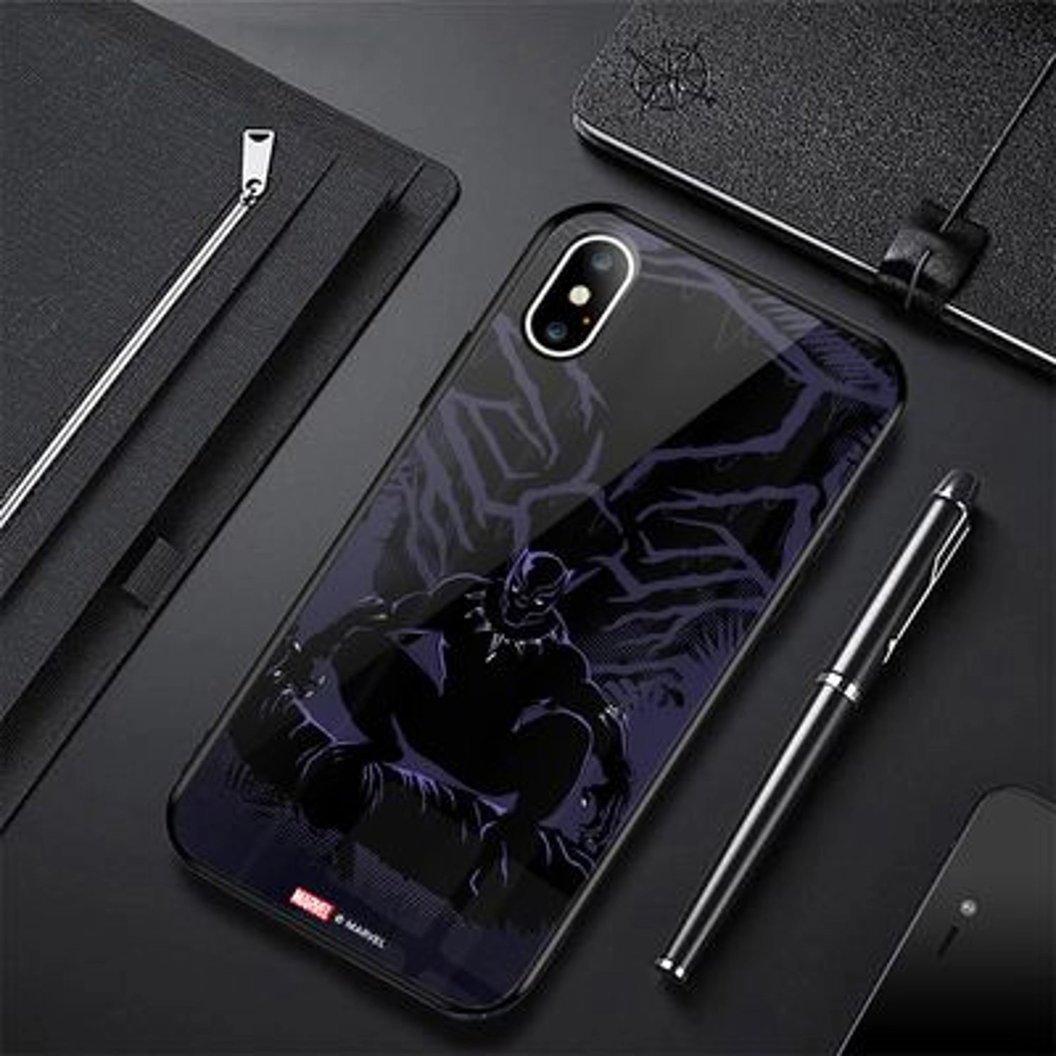 Black Panther The Warrior iPhone XS Cover - TPU Bumper Case + Tempered Glass Back Back Case