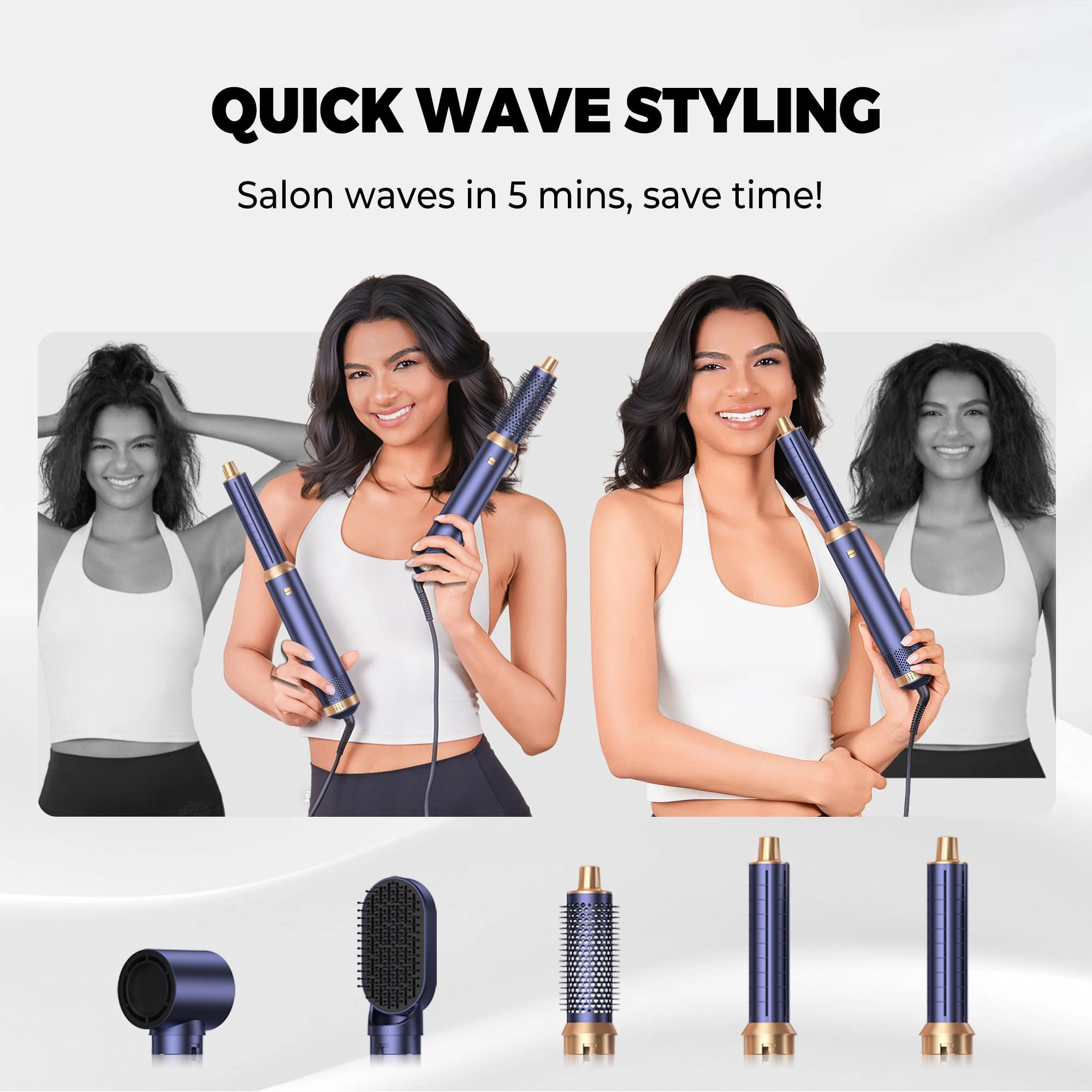 5 in 1 Blow Dryer Brush - 800 watts Royal Blue