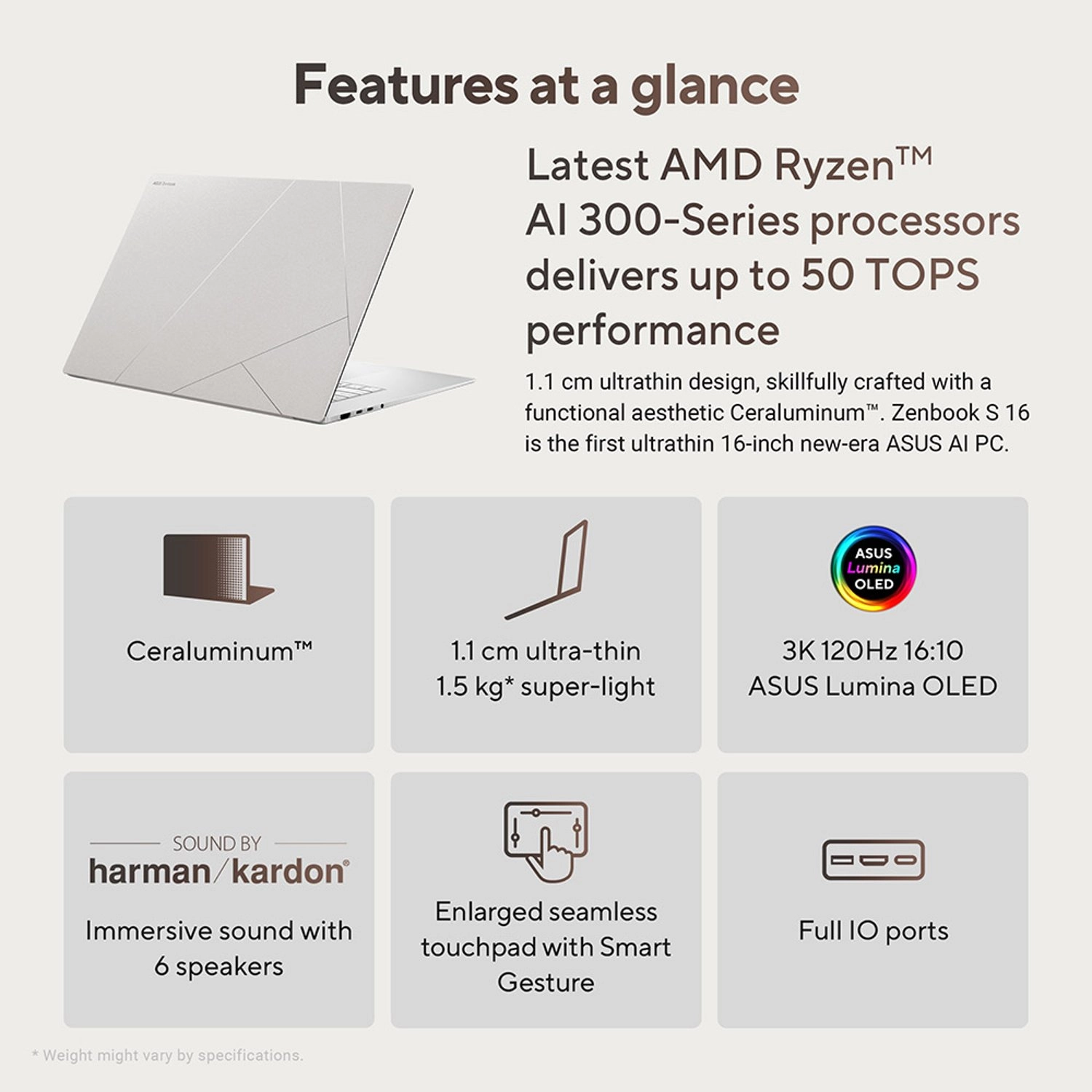 Zenbook S UM5606WA-RK233W - 16'' Ryzen 9 HX 370 32GB DDR5 2TB SSD