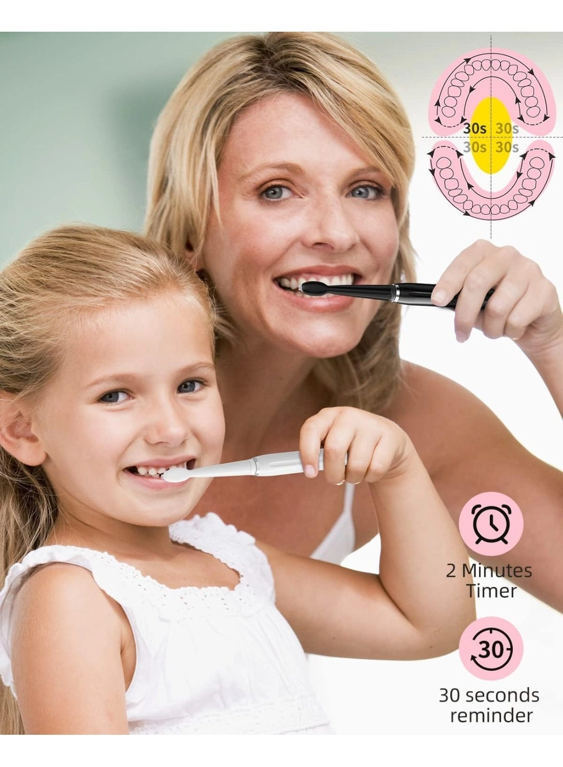 Electric Toothbrush - 3 Brush Heads 4 Modes 30 Days Battery