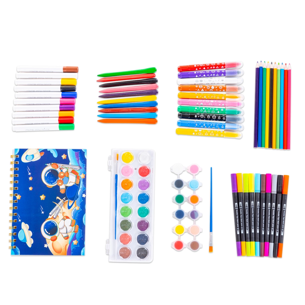 Art Supplies Carrying Case - 82 Pcs colored pencils crayons watercolors markers