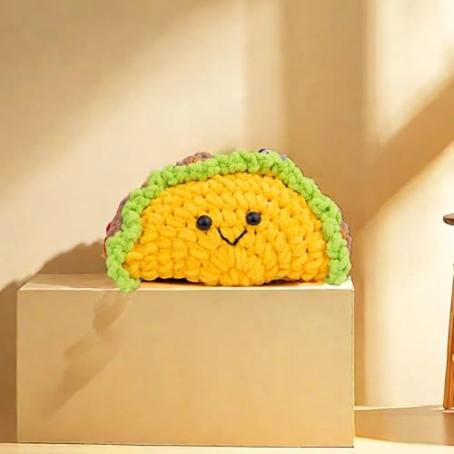 Emotional Support Taco - Handmade Knitted Wooden Base